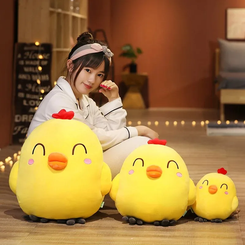 Glückliches lustiges Gesicht süßes Huhn Plüschtier Kawaii weiches Huhn Plüschtiere großes Umarmungskissen Mädchen Geschenk