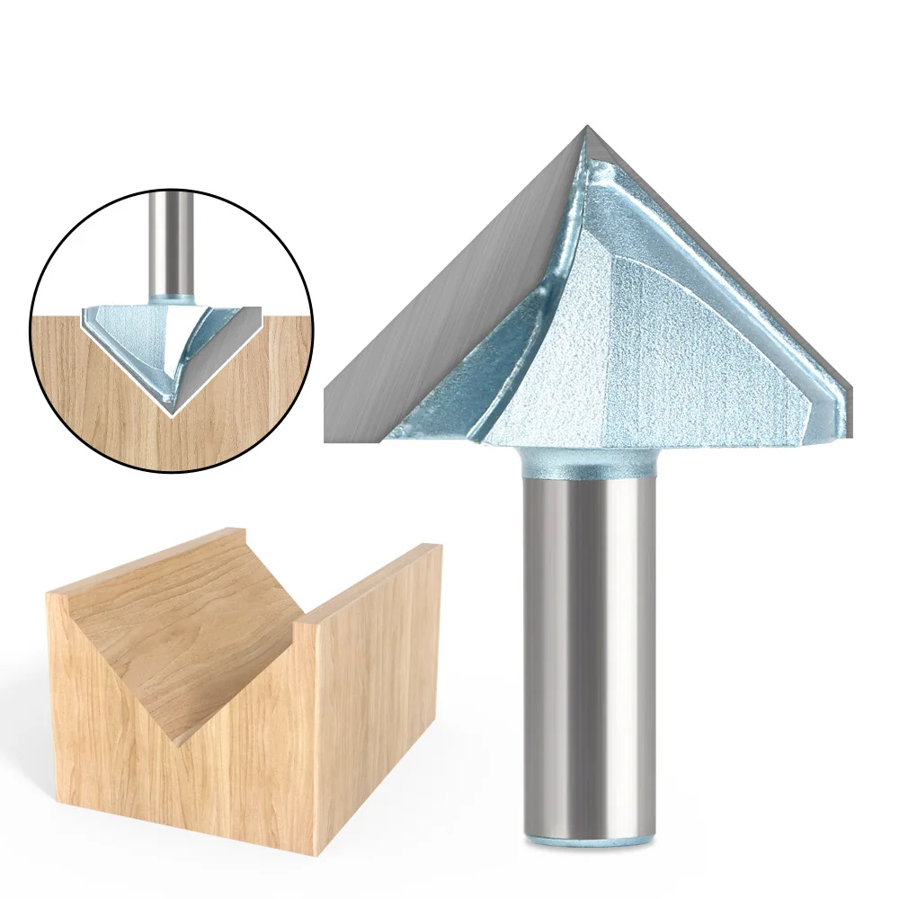 

12 мм 12,7 мм 1/2 дюйма, хвостовик 90 градусов, V-образная канавка, фреза для резьбы по дереву, фреза для очистки заподлицо, угловая круглая бухта, инструмент