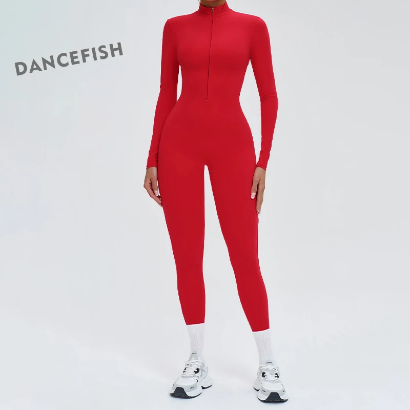 

Women's High-Intensity Fitness Sports Suit Long-Sleeved Yoga Wear Zipper Closure Breathable Gym Workout Clothes Fitness Jumpsuit