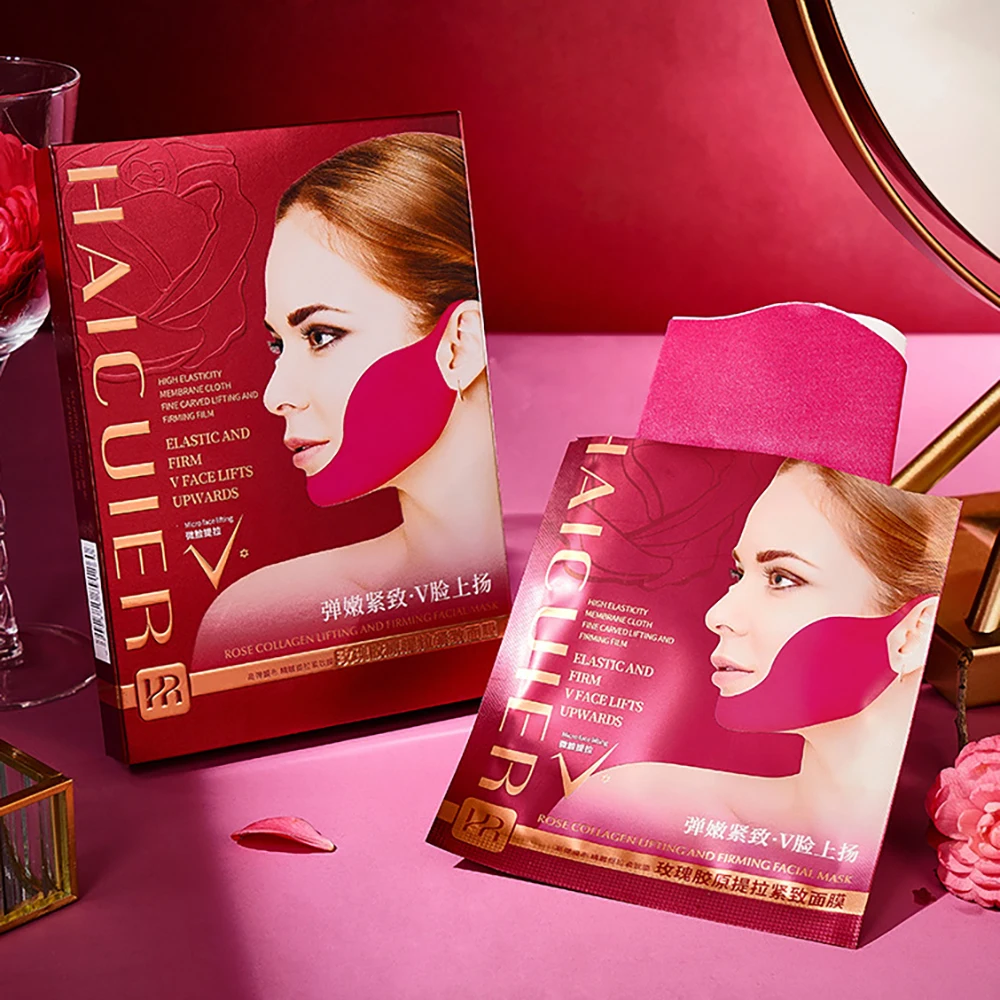 

3 шт., розовая коллагеновая маска для шеи с V-образным лифтингом, антивозрастная V-образная повязка для лица, маска для лица, увлажняющая, лифтинг, укрепляющая маска для ухода за кожей, шеи