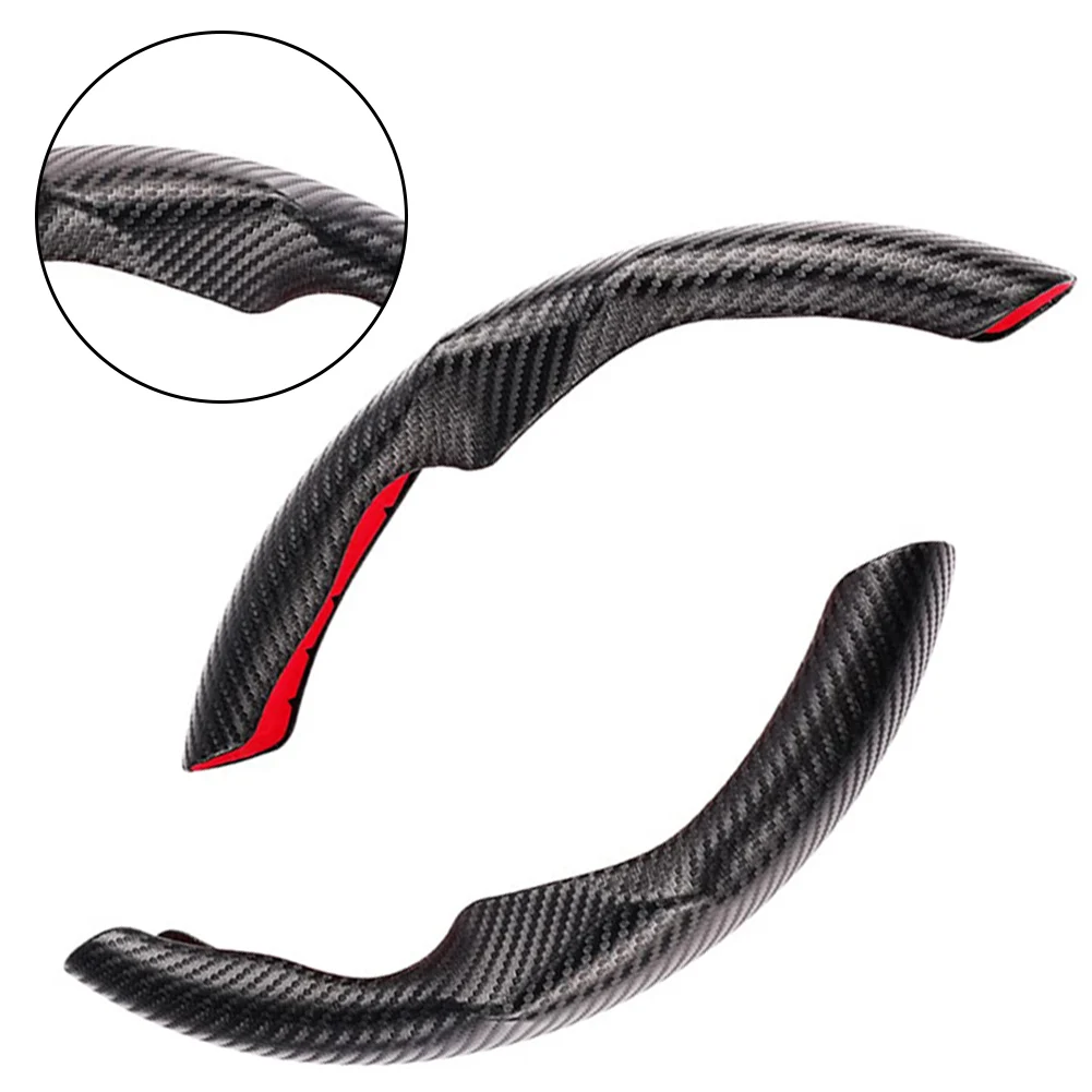 Enhanced Driving Experience Carbon Fiber Steering Cover Anti-Slip Steering Cover Segmented Design Anti-skid Leather