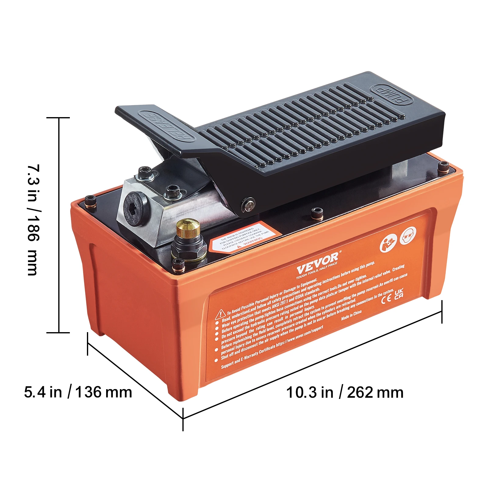 SucceBuy luchthydraulische pomp 10.000 PSI 1/2 gal reservoir voetbediende luchtpedaal voor automatische carrosserieframe-machines en trekpaal