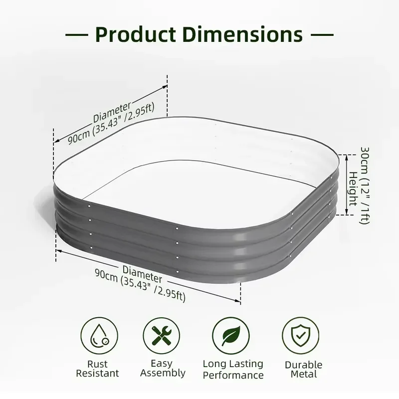 SEEYES Custom Square Metal Raised Garden Bed 12 Inch Dark Gray Galvanized Planter Box OEM ODM Garden Supply