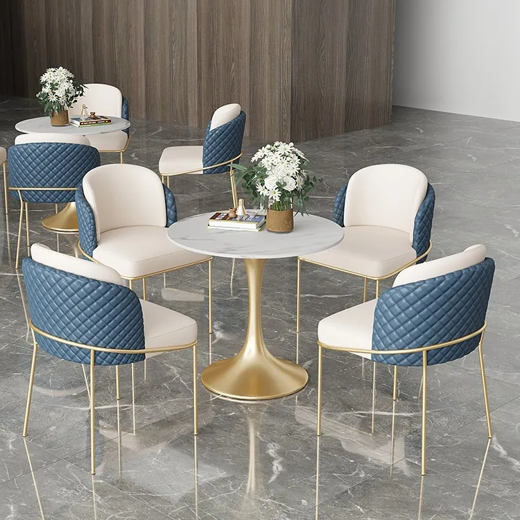 

Small round table milk tea shop dining table and chair sales office reception negotiation table and chair combination