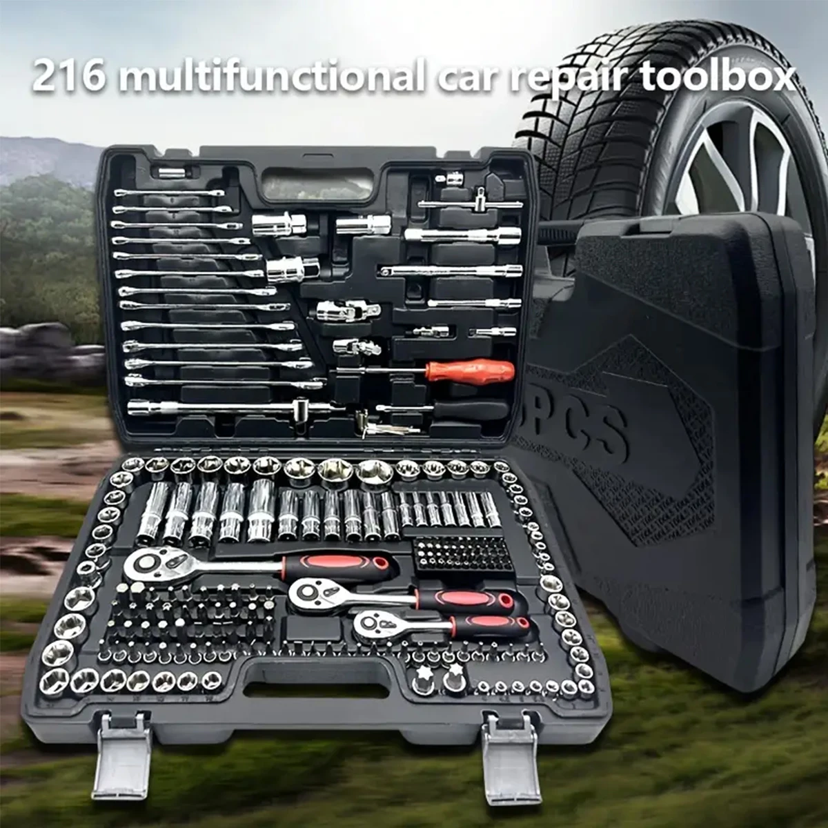 

216 sets of vehicle repair tools - auto repair and maintenance socket wrench kits, ratchet quick wrench sets