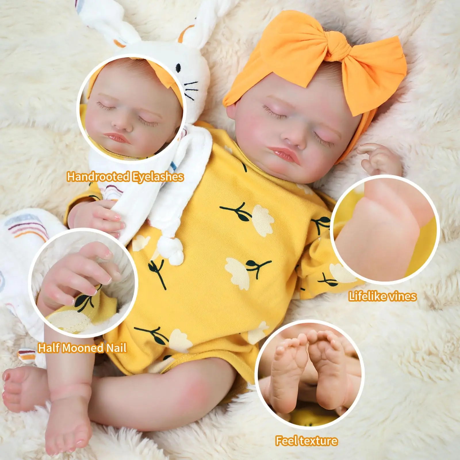 18 inch schattige slapende herboren babypop LouLou levensechte pasgeboren pop handgemaakte 3D huidskleur zichtbare aderen kerstcadeaus speelgoedpop