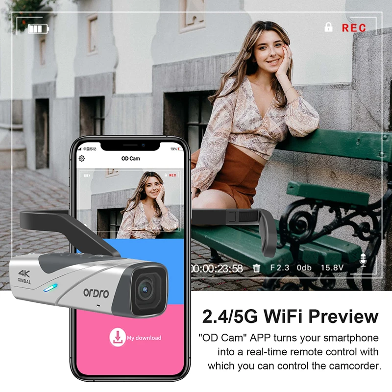 ORDRO EP8 4K 60fps Video Camera Head Wearable Digital Camcorder for Youtube Professional 2-Axis Gimbal Stabilization Vlog Camara