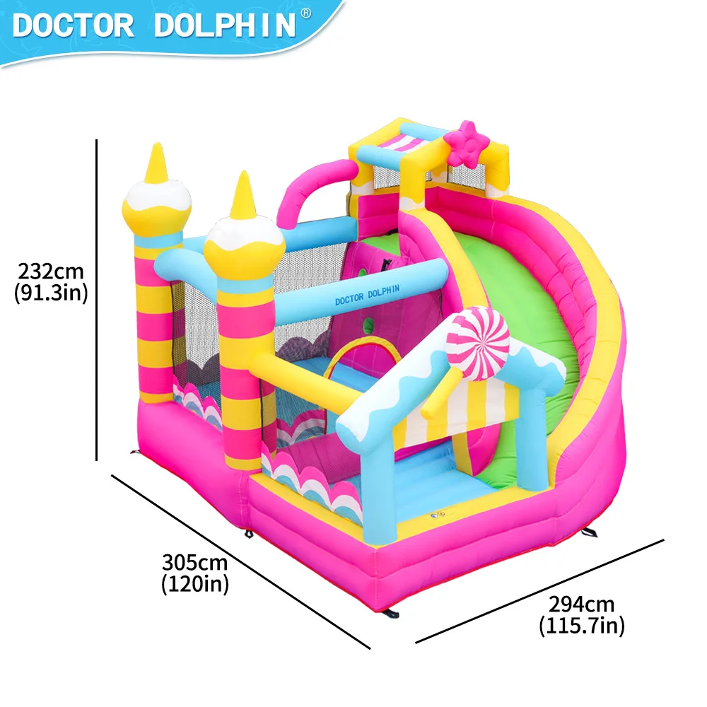 Castillo inflable de delfines de Doctor con piscina de bolas Silde, casa de rebote para niños con soplador, regalo de cumpleaños, juguetes inflables para fiesta