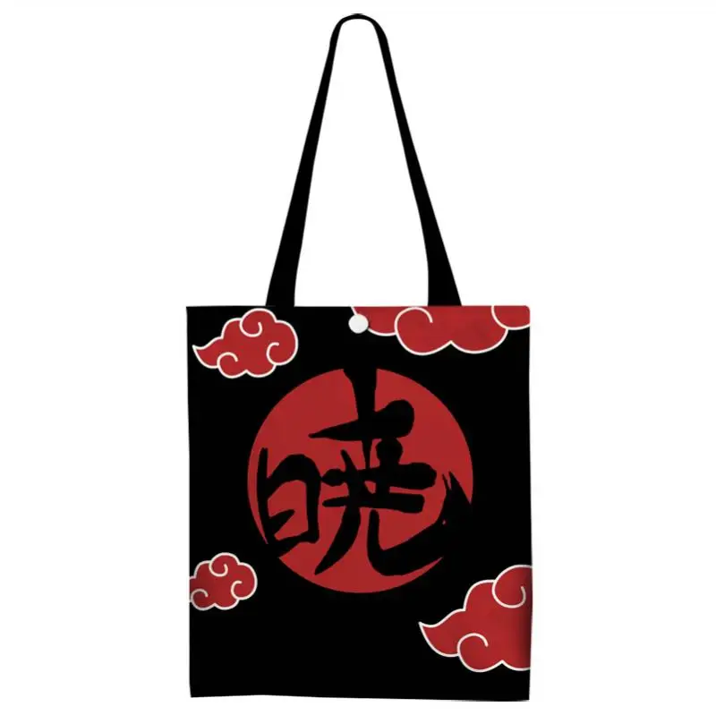 Borsa in tela serie Naruto Akatsuki borsa a tracolla leggera a doppia faccia con motivo di stampa 3D Eco Friendly e riutilizzabile