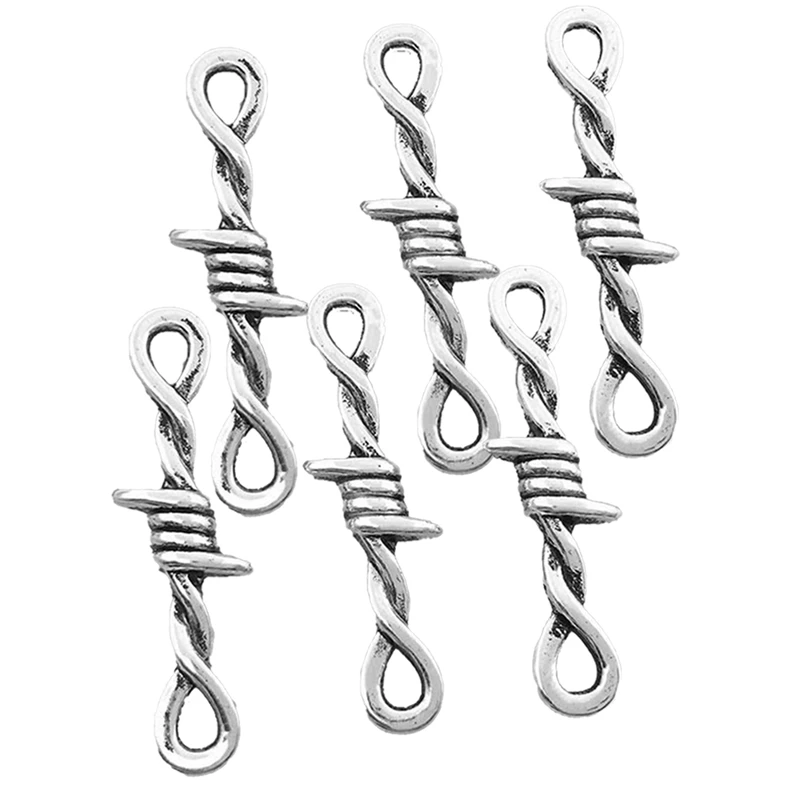 Gothic Barbed Wire Thorns Silver Metal Thorns Pendant Accessories Vintage Metal Connector Charms