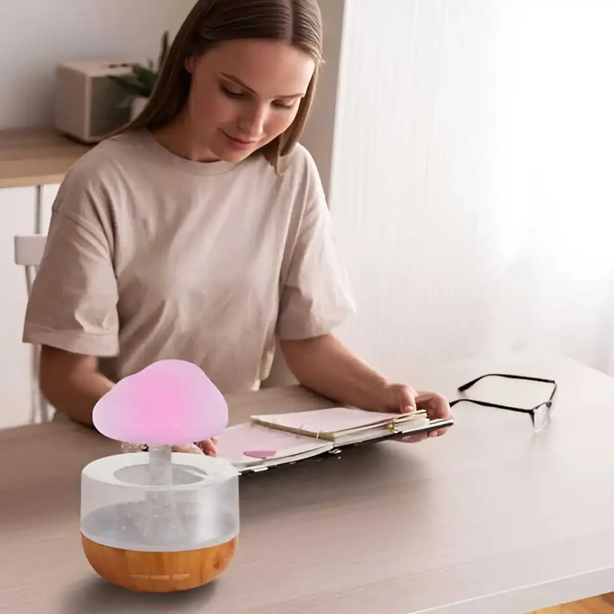 2026 New Upgrade Rain Cloud Humidifier Rain Colorful Mushroom Cloud Raindrop Atmosphere Lamp Night Light Essential Oil Small Aro