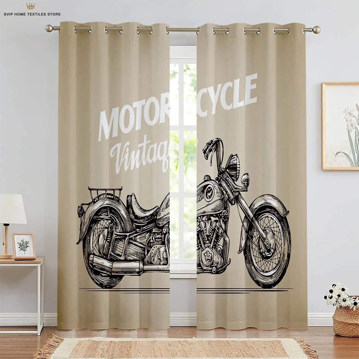 2pcs Cool Racing Motorcycle 3D Printing Curtains Bedroom Living Room Club Decorative Curtains Machine Washable