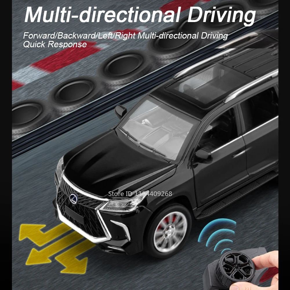 1:24 LX570 Remote Control Car Model Toy Sound Light Multi-directional Driving Metal Diecast Simulation Models Gifts Toys for Kid
