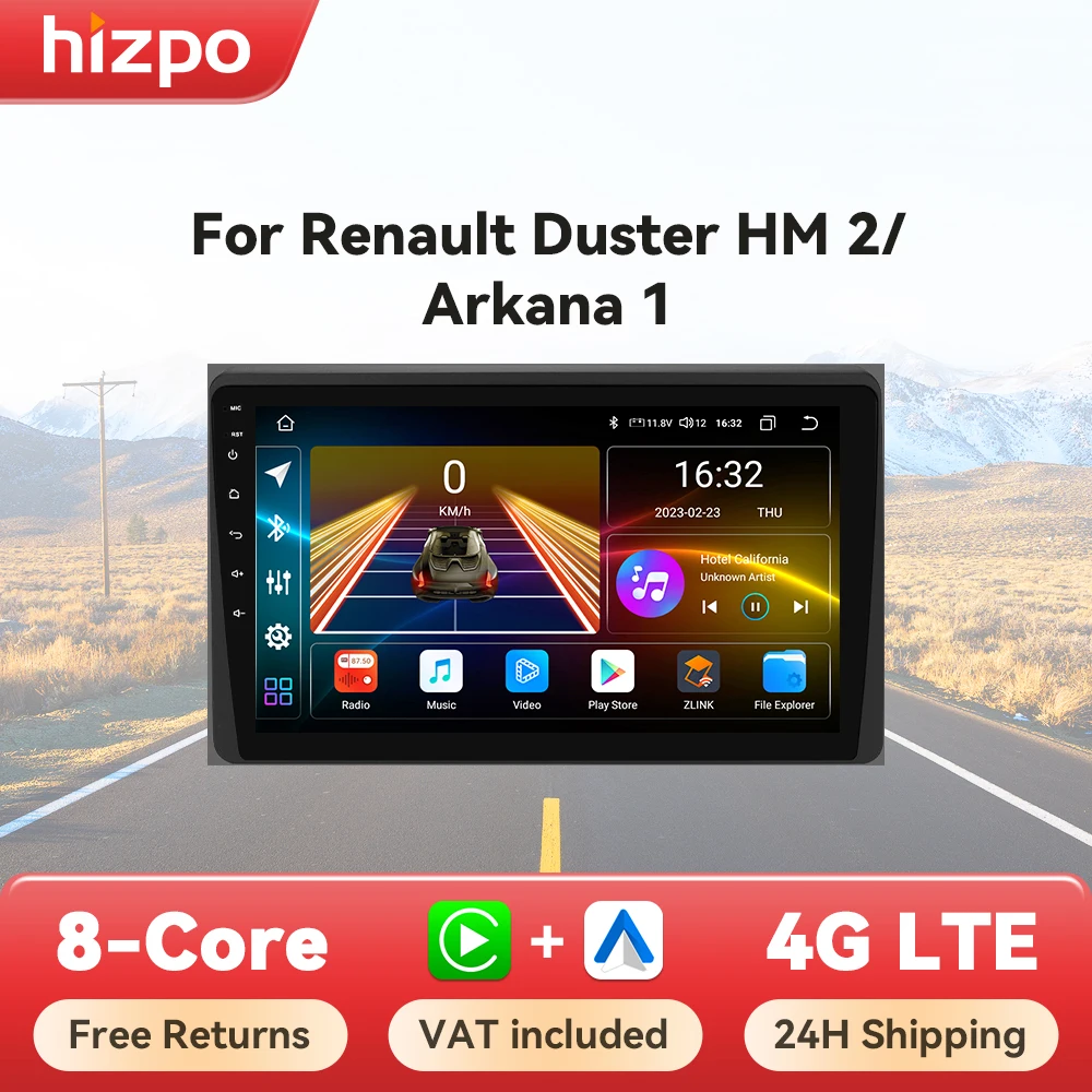 Hizpo 7862 Android Auto Radio for Renault Duster HM 2 2020 2021 Arkana 1 2019-2021 Carplay Car Multimedia GPS Autoradio Navi DSP