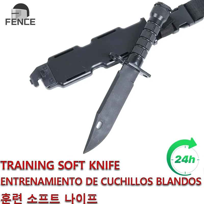 

Rubber Knife Training with Sheath, Fake Plastic Dagger, Flexible and Soft Fixed Blade, Suitable for Props, Martial Art