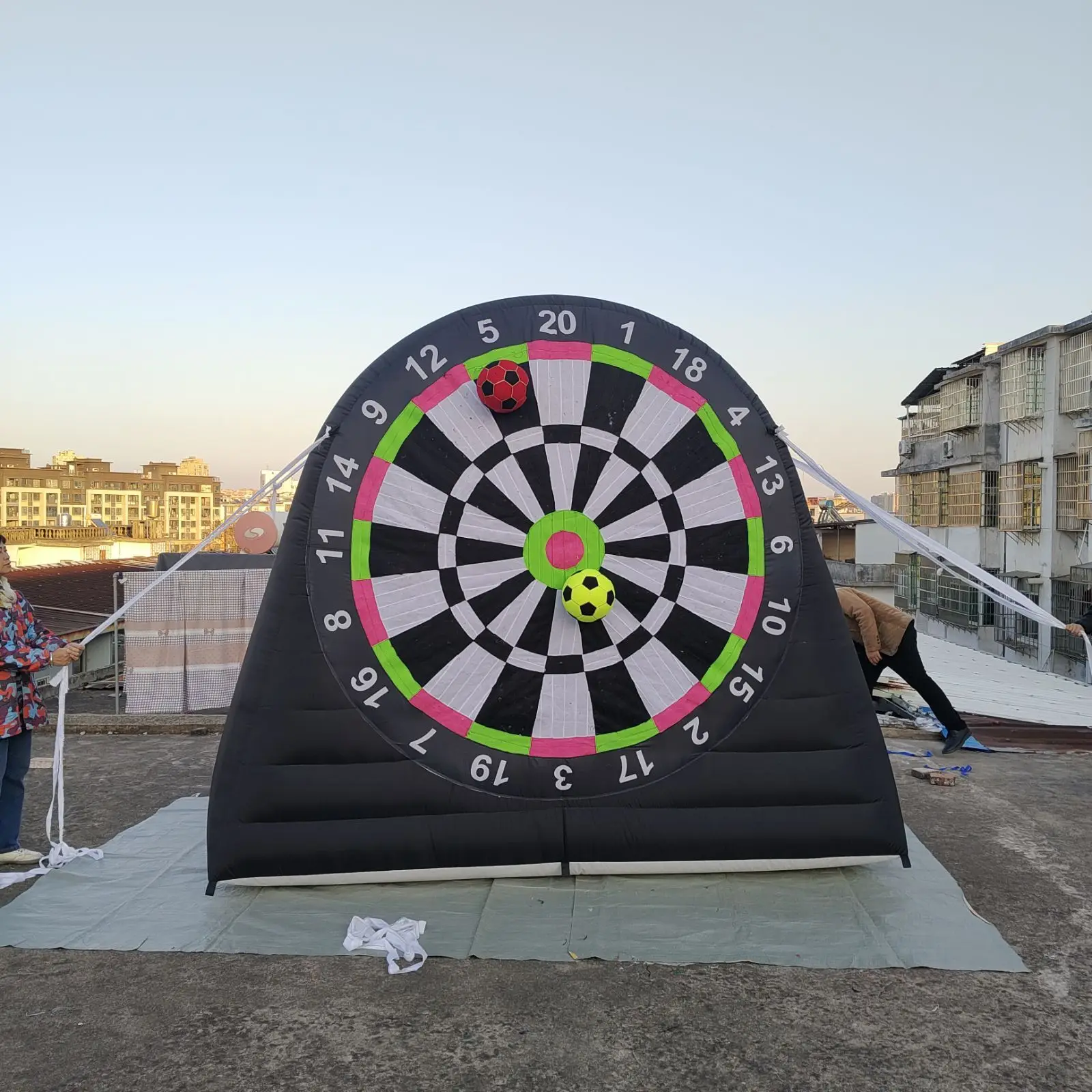 Large Inflatable Football Dart Game, Interactive Inflatable Football Darts with 6 Balls for Outdoor Sports Events and Fun