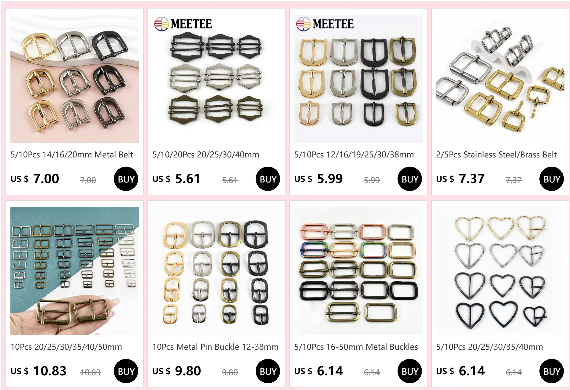 5/10Pcs 12/16/19/25/30/38mm Metall Pin Schnallen Taschen Strap Einstellen Haken schuh Gürtel Schnalle Kleidung Slider Verschluss Nähen Zubehör – Detail 1