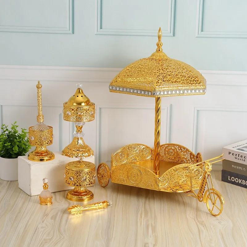Home ornaments Cross-border Middle East bicycle incense burner tray set Aromatherapy incense burner Arabic aromatherapy