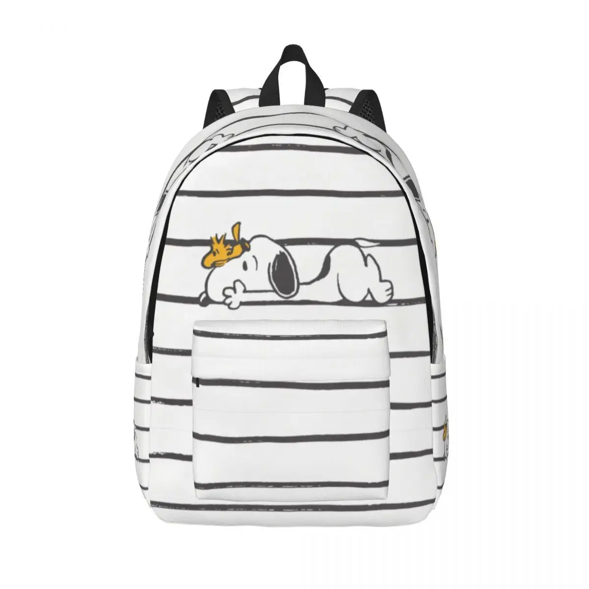 Custom Snoopys & Woodstock Smile Giggle Laugh Canvas Backpack School College Student Bookbag Fits 15 Inch Laptop Comic Dog Bags