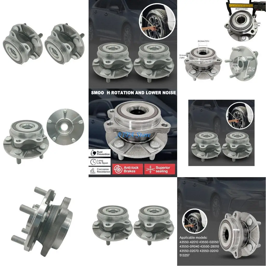 

U13C Набор из 2 автомобильных подшипников передней ступицы Прочная стальная конструкция 513257 Замена ступицы переднего колеса в