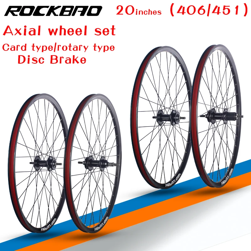 

ROCKBAO 20inch Bicycle Wheelset Disc Brake 406/451 Double Aluminum Alloy Rim 2Bearings Axial Bike Wheel Set