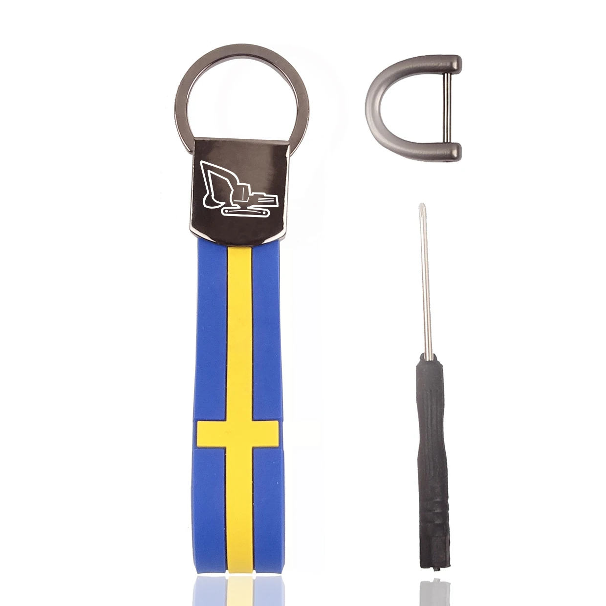 FOR Alcantara leather key chain Swedish flag Car leather For Volvo excavator EC series EC220DL EC120D EC250D EC350DL EC480 EC380