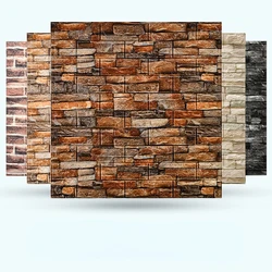 Self-adhesive 3d Three-dimensional Wall Stickers Foam Brick Pattern Decorative Stickers Retro Trend Background Wallpaper