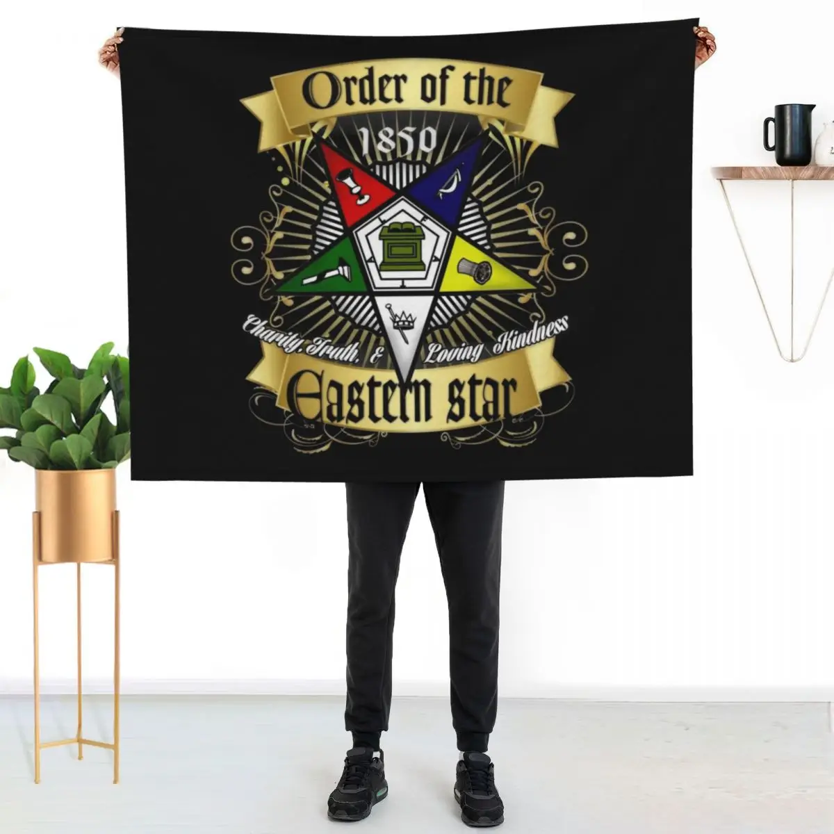 OES Style Order Of The Eastern Star Logo Sistar Freemason Throw Blanket Soft Plush Plaid Decorative Throw Summer Kid'S Blankets