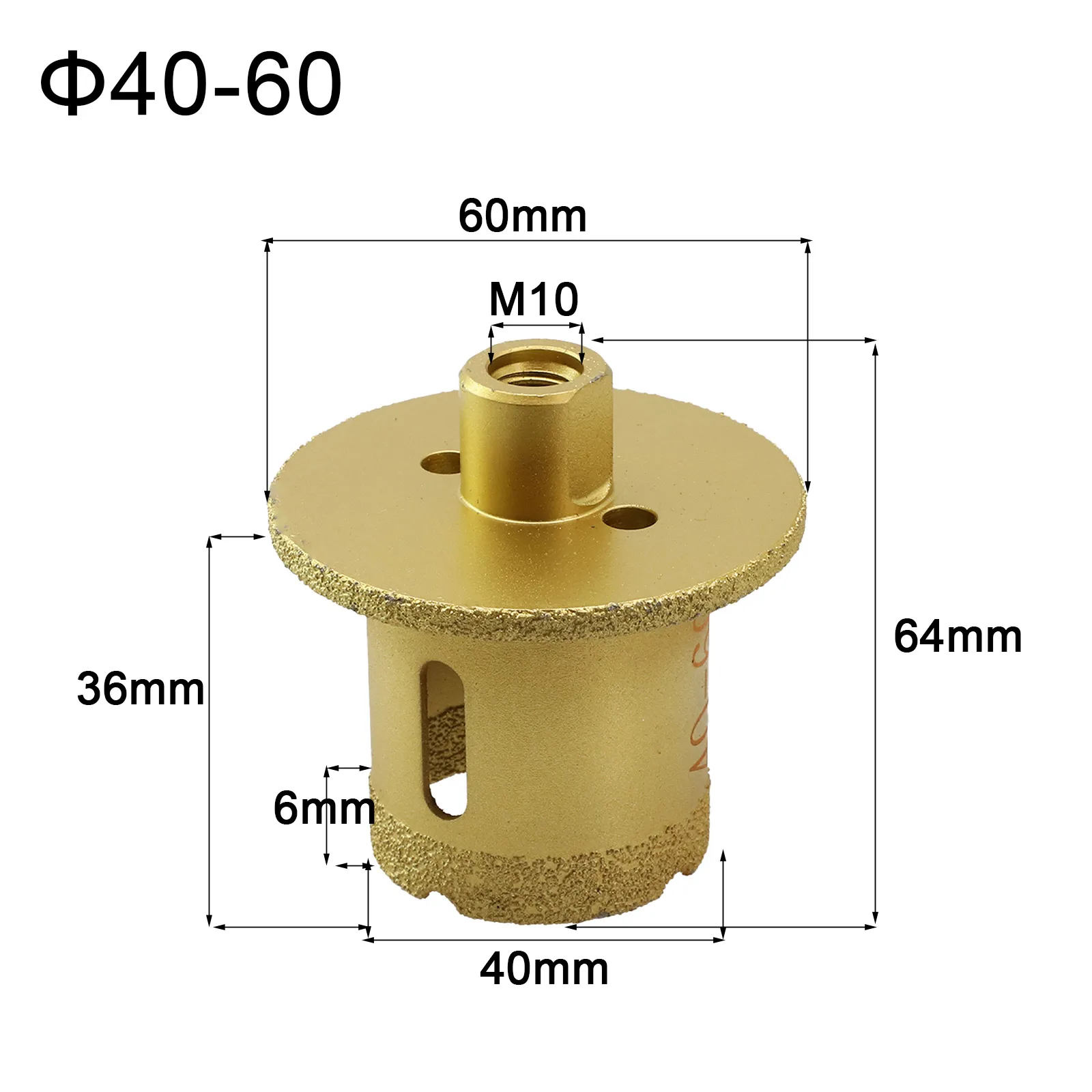 

For Marble Tiles Washbasin Brazing Hole Opener Tool Parts Brazed Diamond Hole Opener M10 Thread 40-60 45-65 50-70