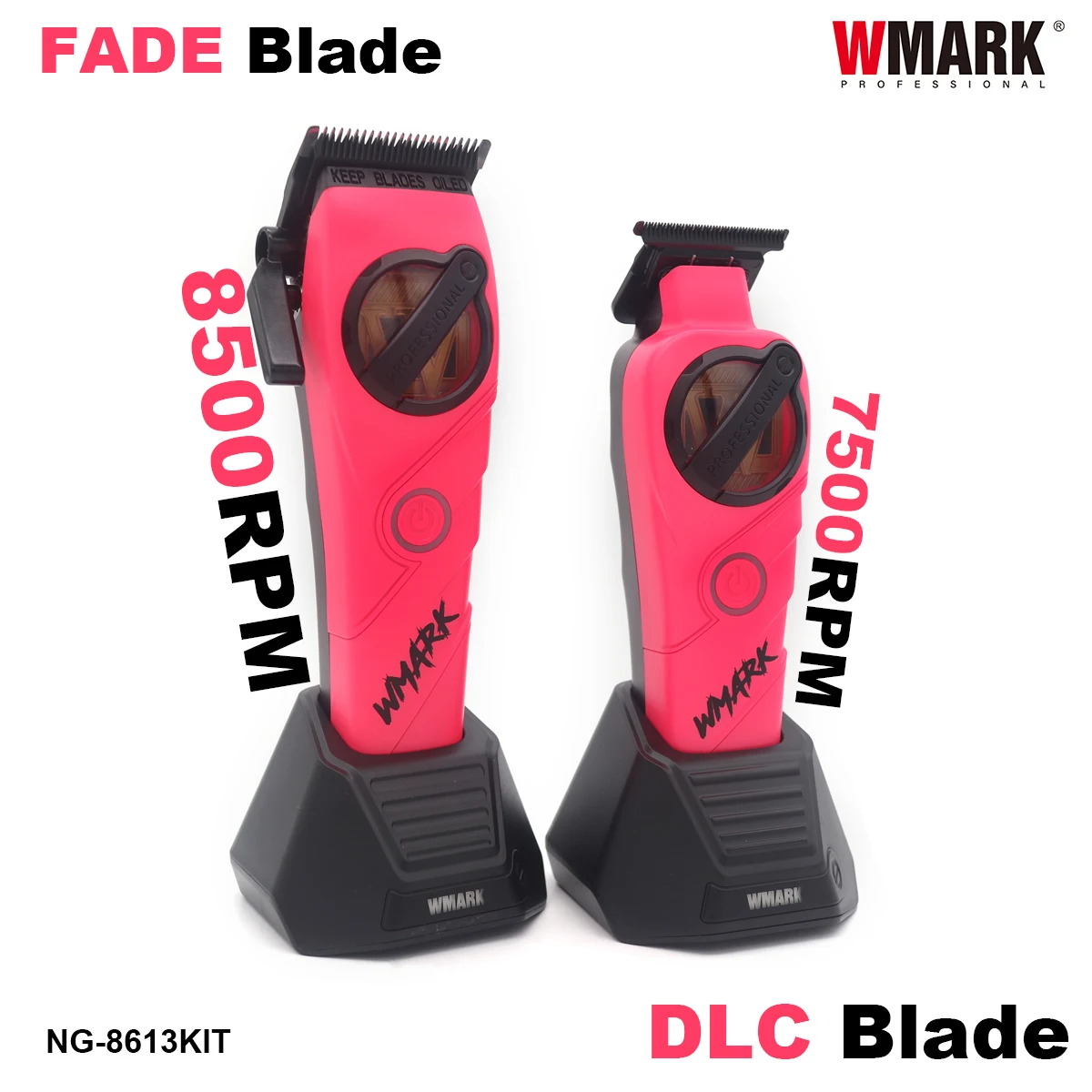 WMARK NG-8613KIT ماكينة قص الشعر للرجال 8500 دورة في الدقيقة شفرة DLC معدنية كاملة مع شاحن قاعدة مجموعة ماكينة حلاقة احترافية لقص الشعر