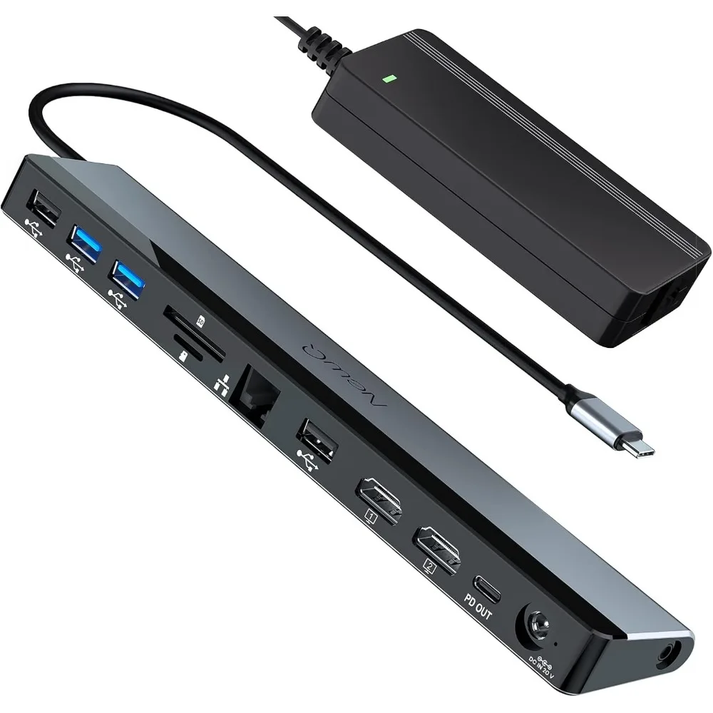 

12-in-1 USB-C Docking Station with Dual 4K HDMI, Power Adapter, Ethernet & Fast Charging for Laptops