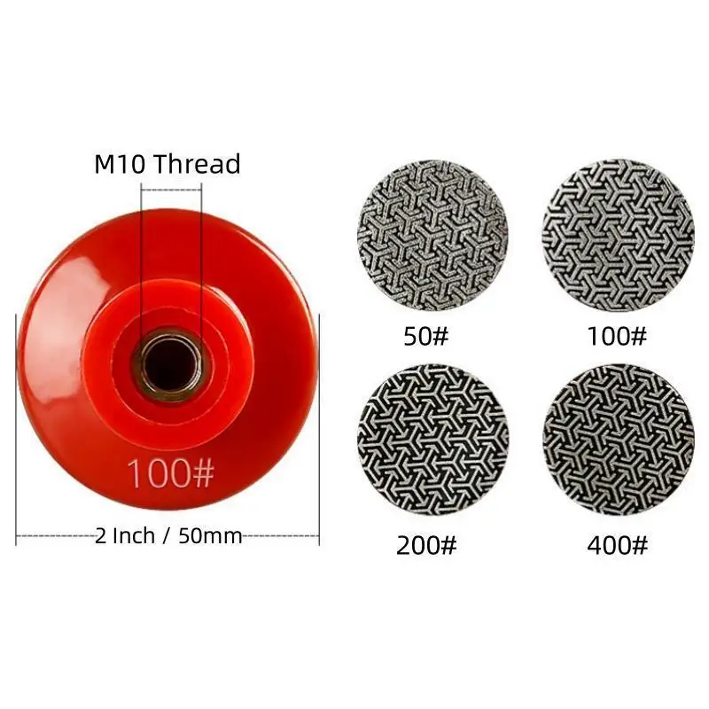 4pcs/set 2 Inch 50mm Electroplated Diamond Polishing Pads Fast Removal Tile Glass Concrete Stone Sanding Disk Metal Polishing