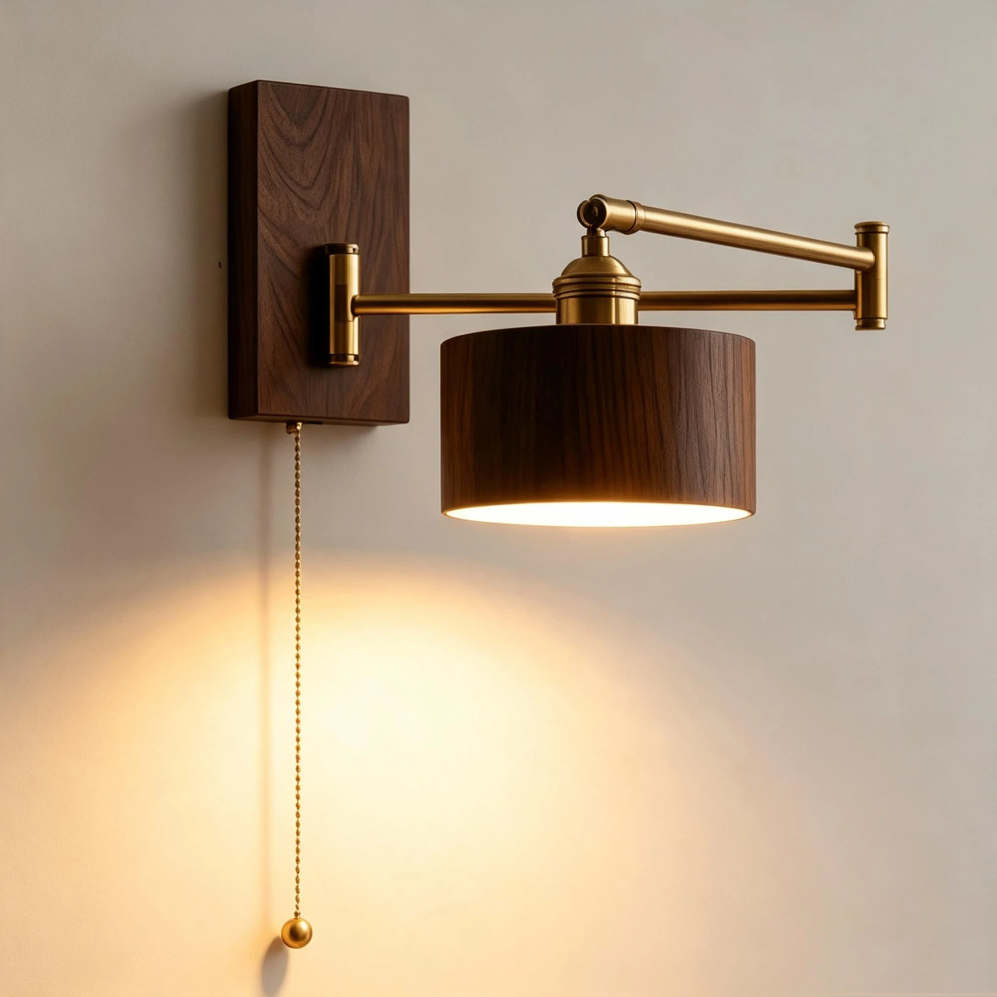 Japanese Wabi-Sabi Oak Walnut Wood Rocker Arm Wall Lamp For Living Room Bedroom Study Hallway Home Decor Bedside Reading Light
