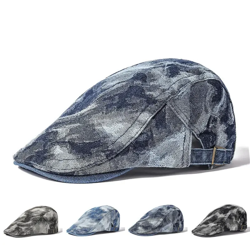 Spring Cotton Print Newsboy Caps Flat Peaked Cap Men and Women Painter Beret Hats 162