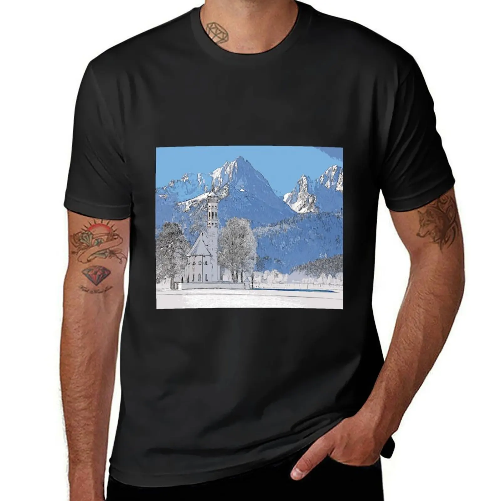 

Winter Landscape Сolor print T-Shirt customs aesthetic clothes customizeds mens graphic t-shirts anime