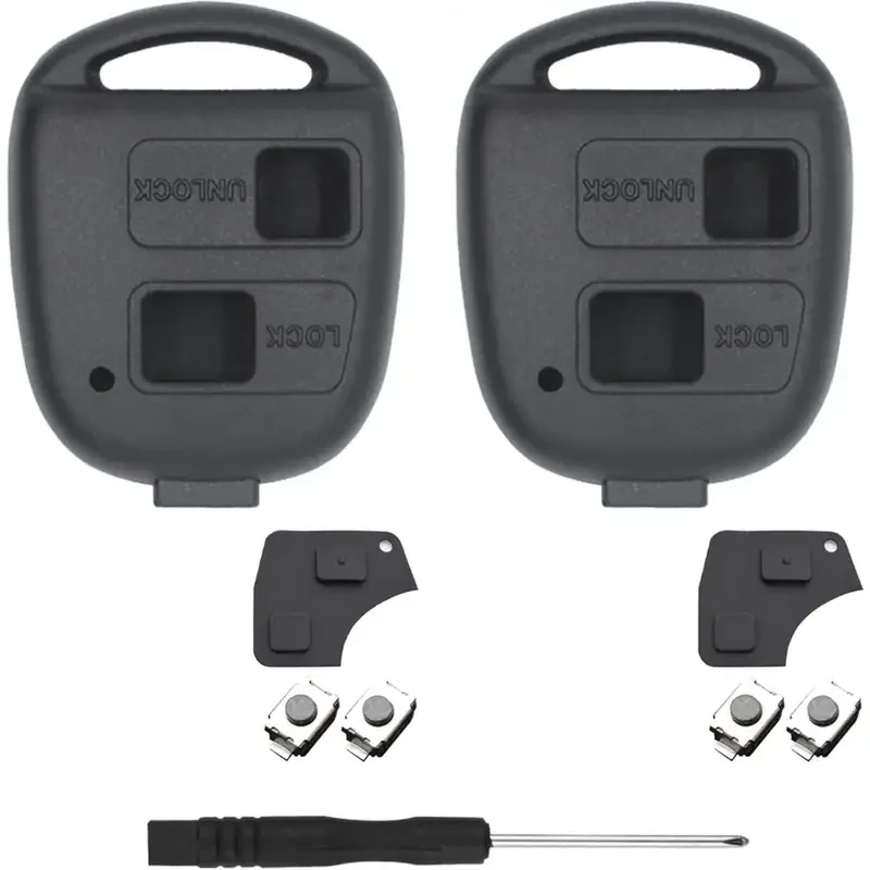 2pc Car Key Replacement Kit For Toyota Yaris Corolla Avensis RAV4 Camry Echo Similar Models Key Protective Case Pad Repair Set