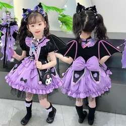 2025 Cosplay Kuromi Lolita Princess Dress Children Birthday Party Costume Summer dress Bow Puffy Skirt Dress Suit Girls Gift