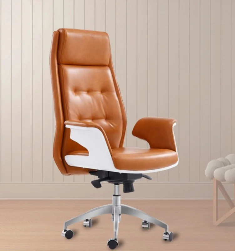 Modern simple large class chair leather chair computer chair reclining elevating ergonomic office chair