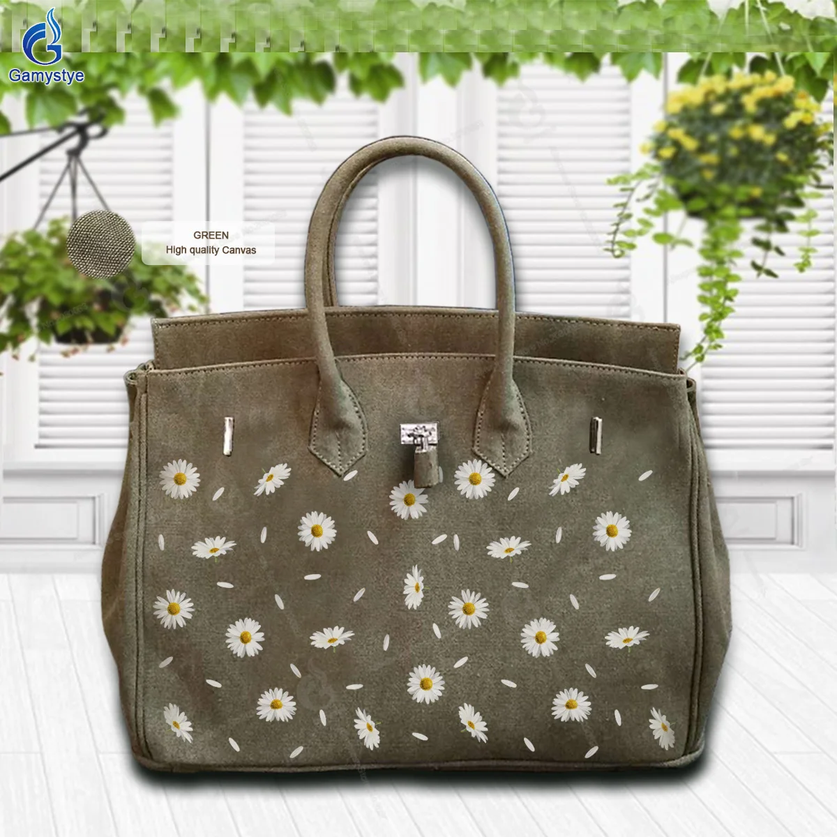 

Personalizar bolso Art Printed Drifting daisies and petals Bags For women Handbags Designer Shoulder Bag 16A Canvas Fashion bags