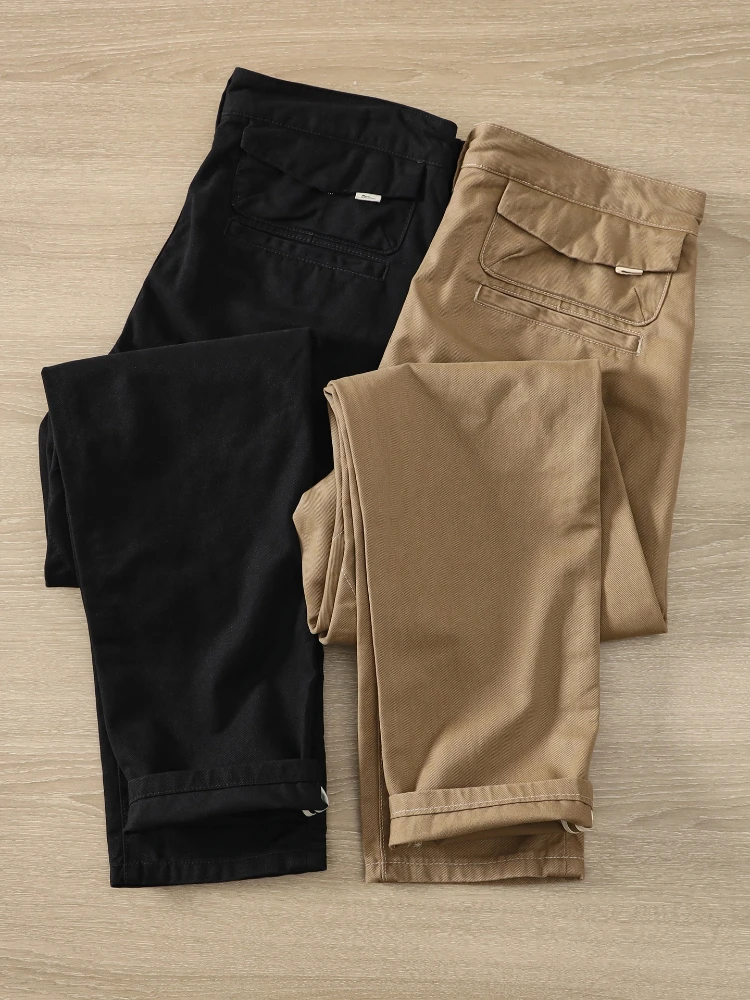 

Осень-зима 2022, новые американские ретро тяжелые тканые брюки-карго из саржи, мужские потертые тонкие прямые повседневные брюки из 100% хлопка