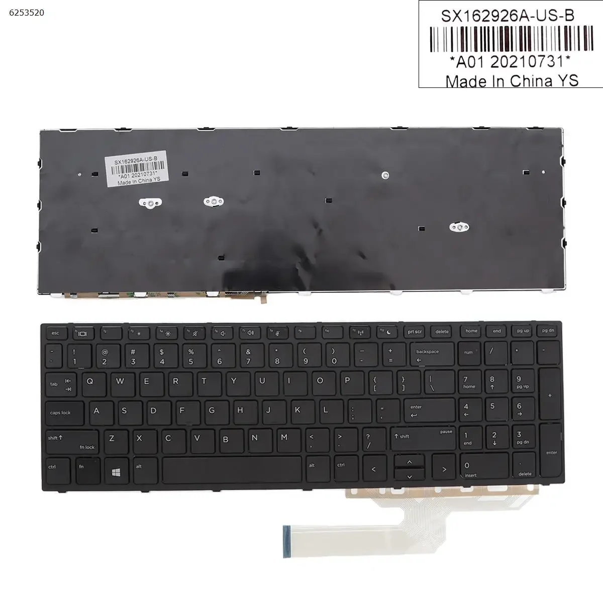 

US Laptop Keyboard for HP Probook 450 G5 455 G5 470 G5 Black Frame New Replacement Keyboard