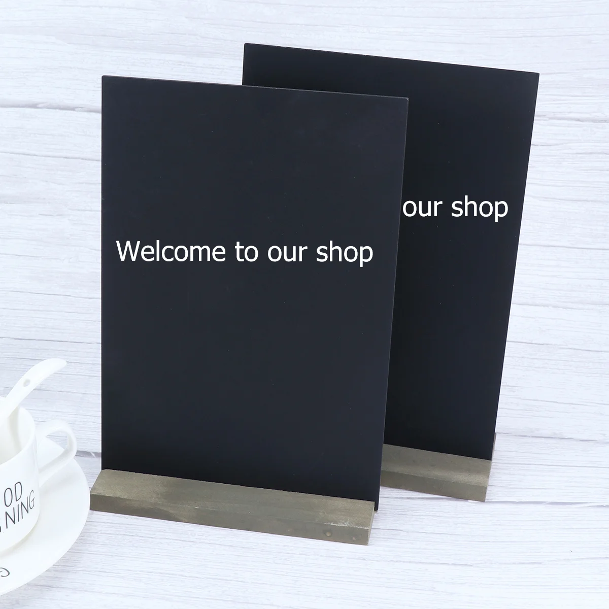 

6Pcs Wooden Message Blackboard Double-Sided Portable Mini Writing Board for Home Shop Bar Coffee House Decoration