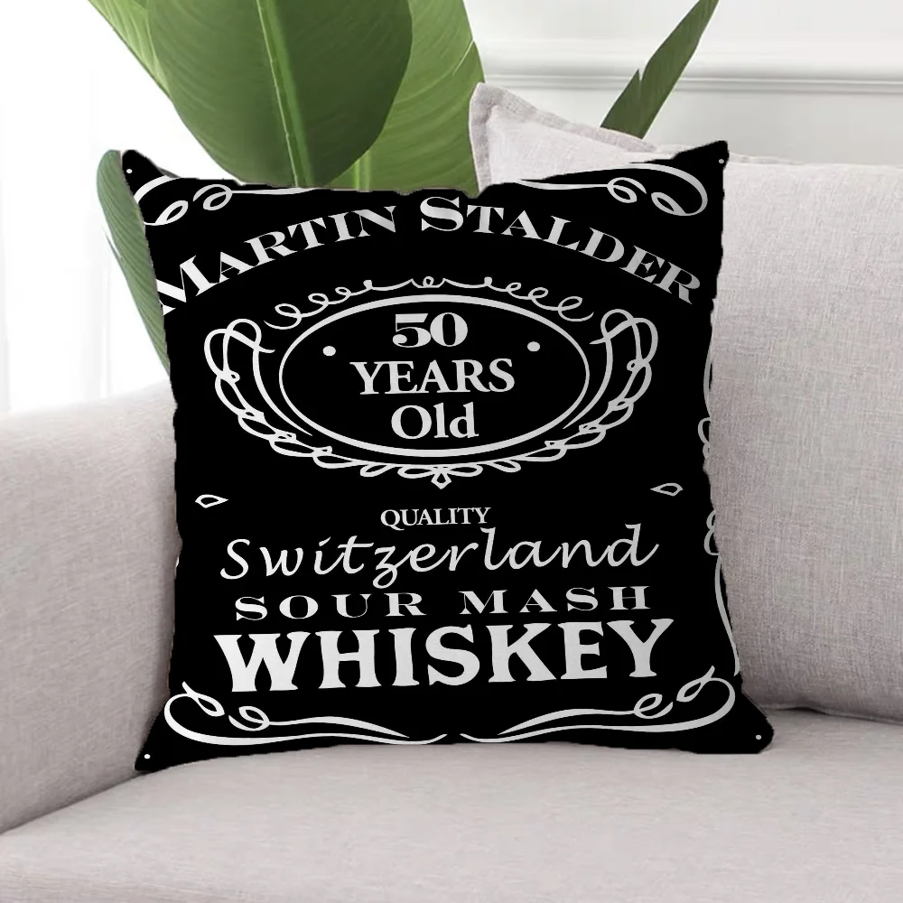 Luxury Cushion Cover 50x50 W-Whisky Jack Daniels Decorative Pillow Cover for Living Room Cushions Home Decor Pillow Cases 45x45