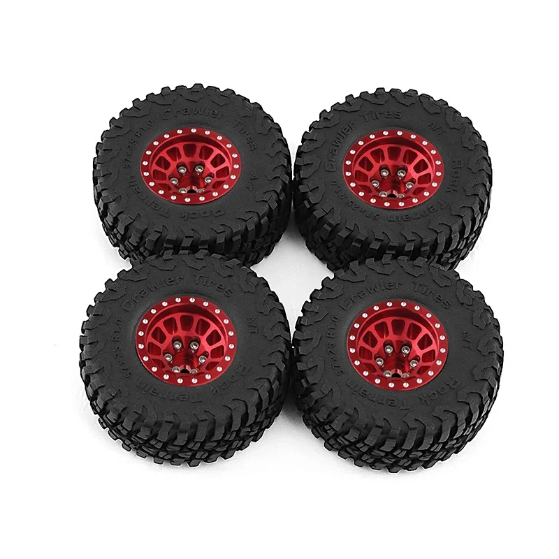 TRX4M 4PCS Metal 1 Inch Wheels with Tires Upgrade Hub Tyre Set for 1/18 RC Crawler Car Traxxas TRX4-M Defender Bronco SCX24 FMS