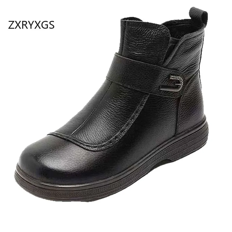 zxryxgs-new-fashion-top-cowhide-wool-boots-comfortable-warm-snow-boots-2025-winter-cotton-shoes-flat-non-slip-women-boots-black