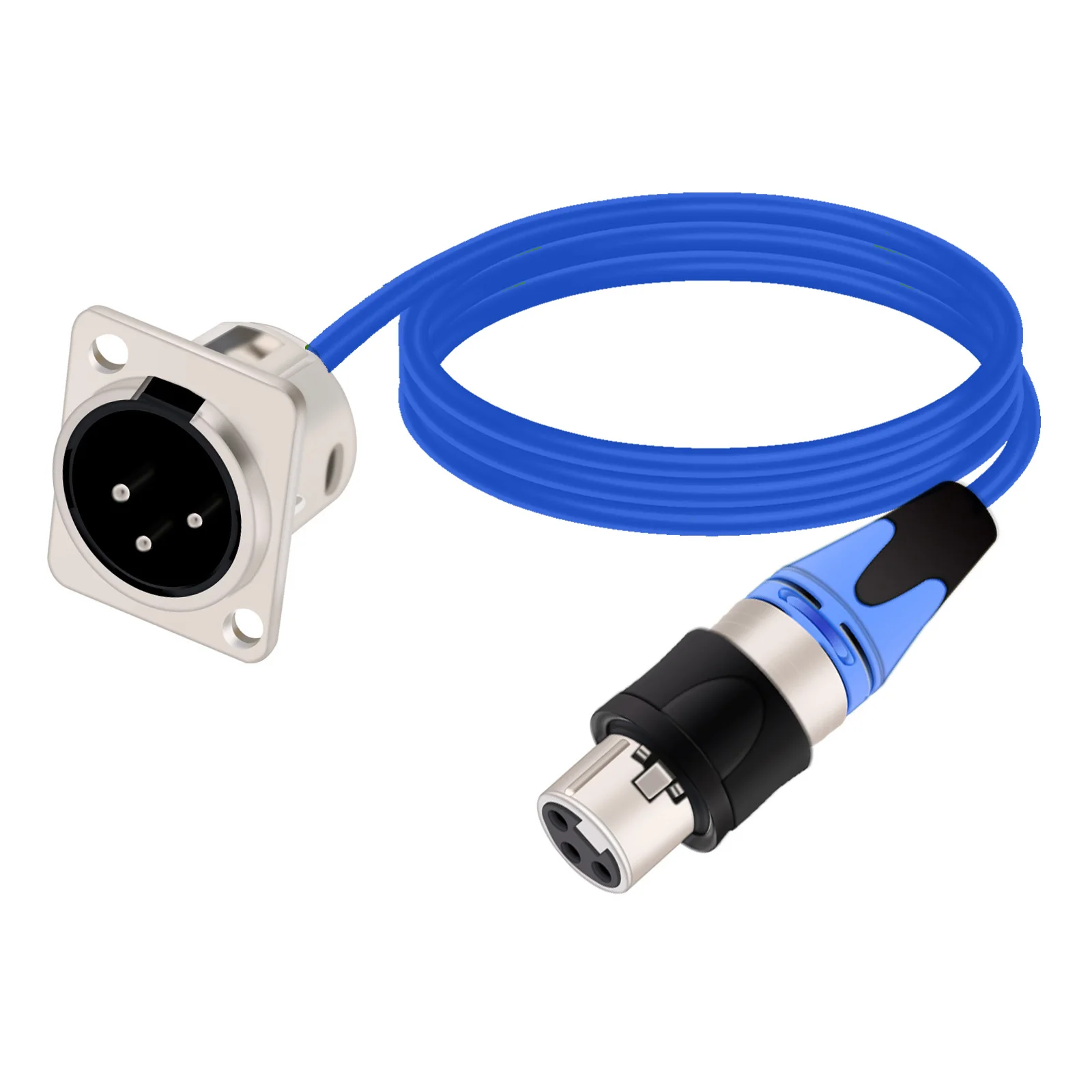 XLR Male Panel Mount Socket to 3Pin Waterproof XLR Female Plug Pass Through Audio Extension Cable Converter Compatible with MIC
