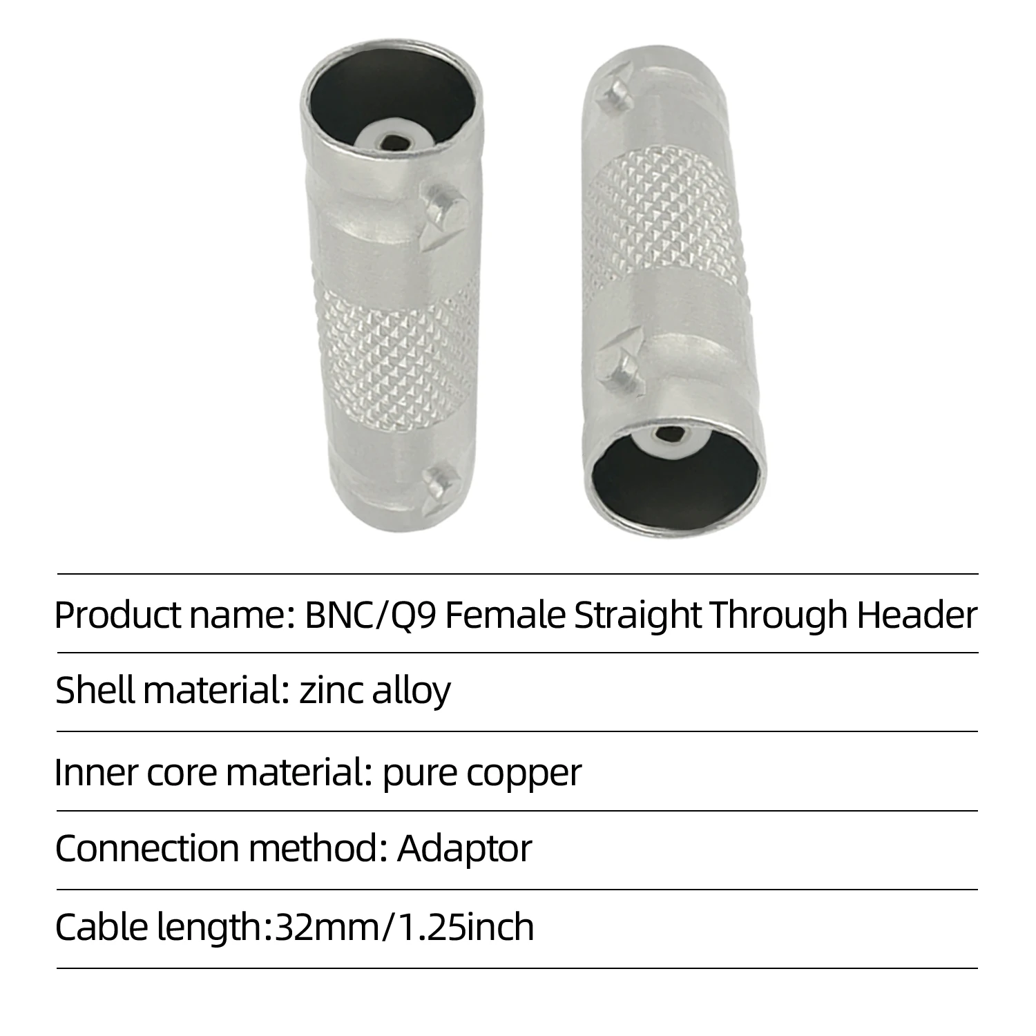 10pcs BNC Female to Female Pure Copper 75 Ohm Connectors for CCTV Video Surveillance Camera/DVR Coaxial Signal Transmission