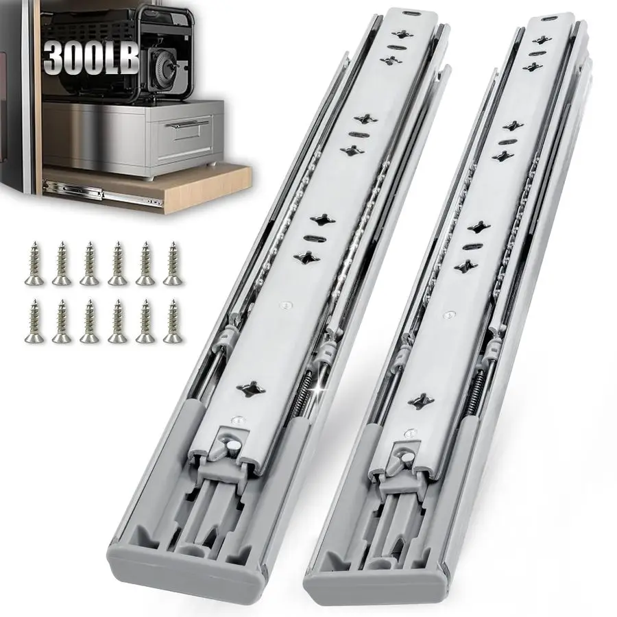 

Выдвижные направляющие для ящиков с плавным закрыванием, усиленные, на 300 фунтов, 3/4 дюйма, 1 пара, 16, 18, 20, 22, 30, 32, 36, 40 дюймов, полного выдвижения, на шарикоподшипниках, с функцией плавного останова