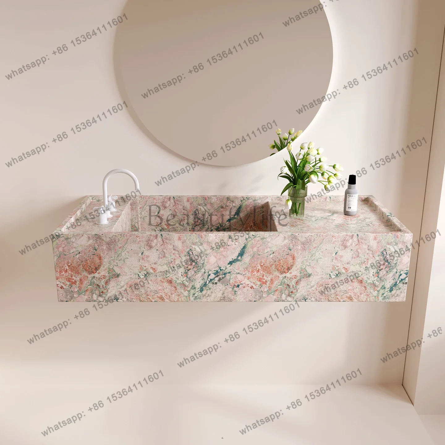 French light luxury high-end rock slab Monet under the counter wash basin hotel villa bathroom wash table