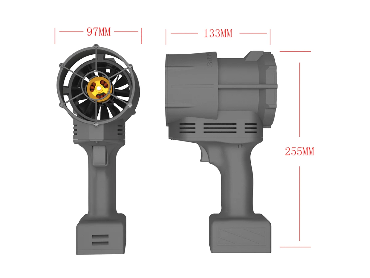 QX-MFLU 70mm turbo fan with wind speed of 78m/s industrial duct fan, high-power automotive water/dust/snow removal powerful fan